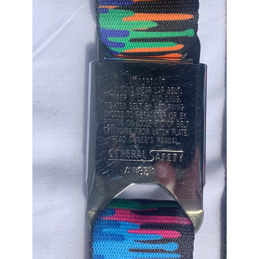 Buckle-Down Ford Mustang Seatbelt Belt Multicolor Paint Drip Chrome Buckle#917 - Picture 2 of 4